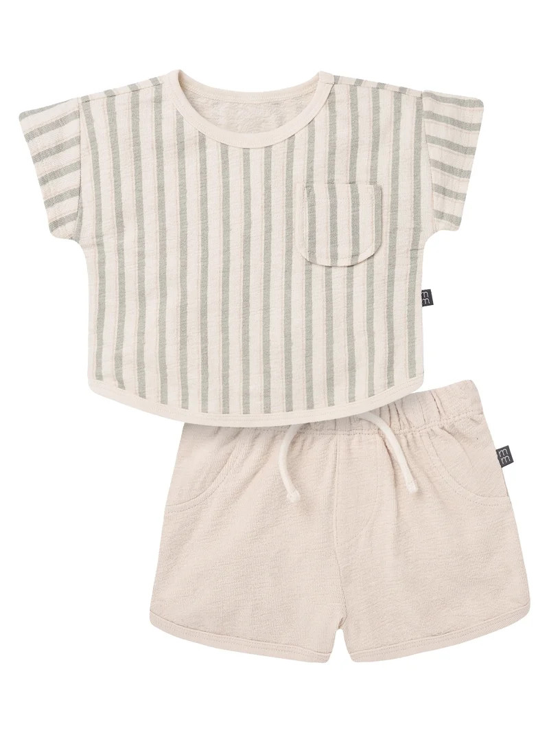 Modern Moments by Gerber Baby Boy Binding Shirt and Short Outfit Set, 2-Piece, Sizes 0/3 Months -... | Walmart (US)