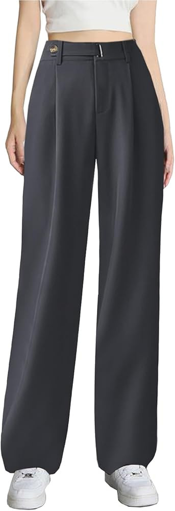 SANGTREE Womens Wide Leg Dress Pants High Waisted Long Casual Straight Trousers for Office,X-Smal... | Amazon (US)