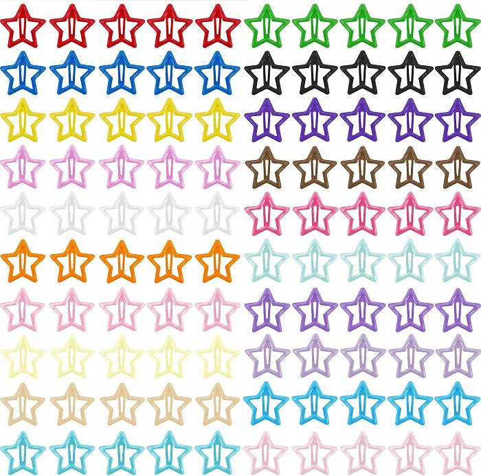 Star Hair Clips Multiple Colors Snap Hair Barrettes Non Slip Star Hair Accessories Metal Hair Cli... | Amazon (US)