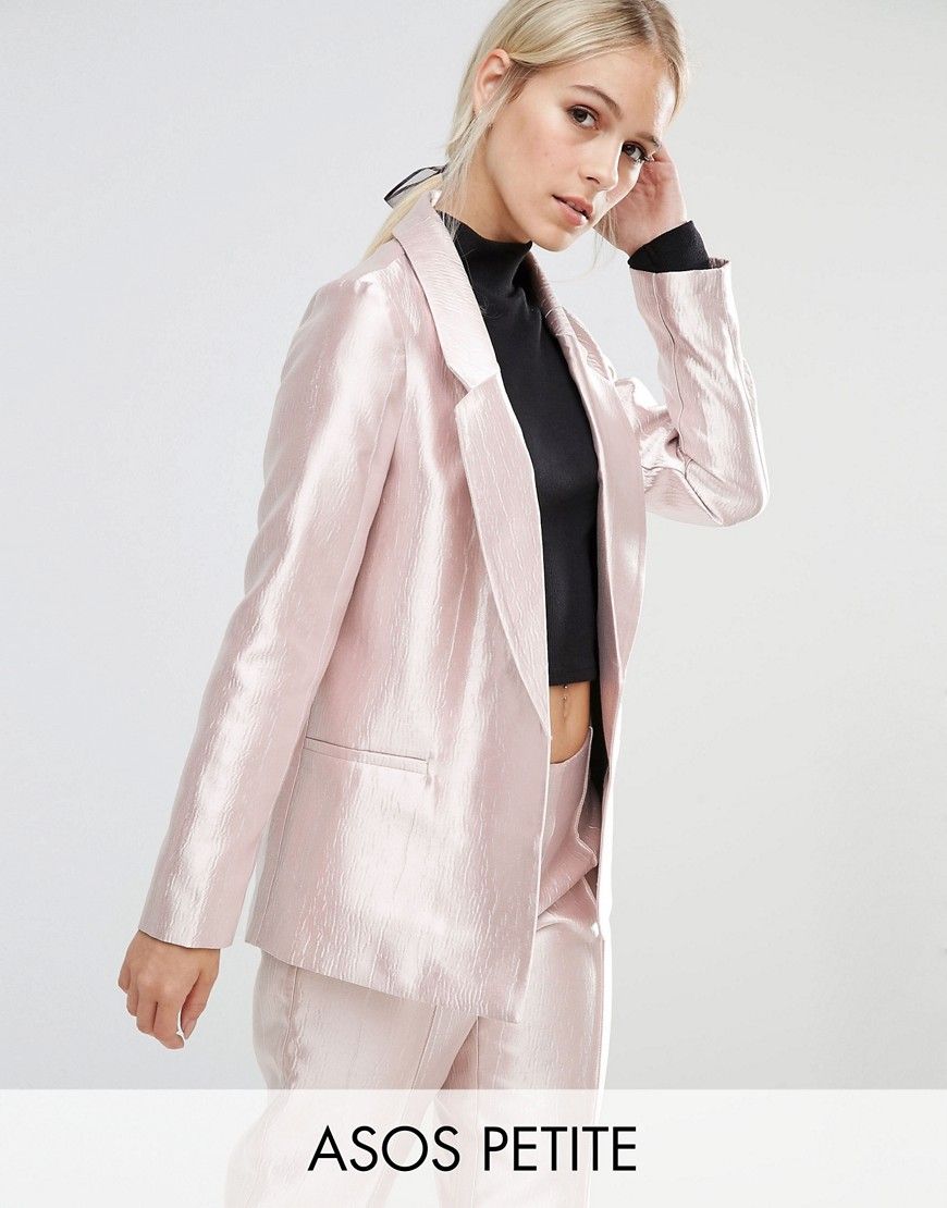 ASOS PETITE Ultimate Pink Metallic Blazer - Pink | ASOS US