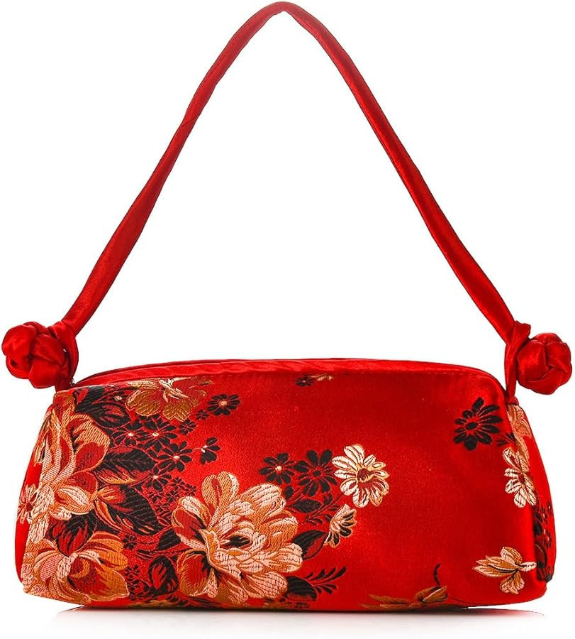 Women China Ethnic Vintage Top-handle Handbag Floral Embroidered Small Tote Shoulder Purse Weddin... | Amazon (US)