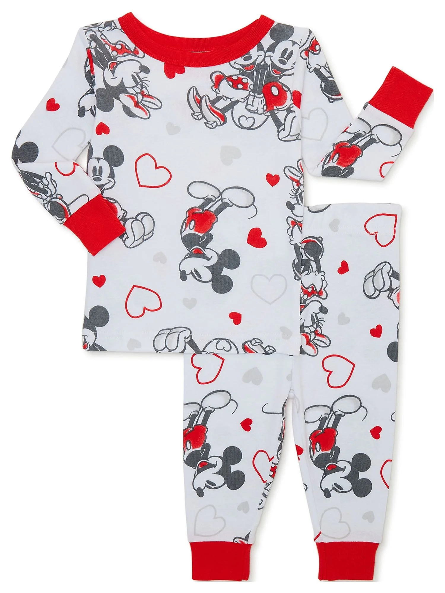 Mickey Mouse Toddler Unisex Valentine's Day Pajama Set, 2-Piece, Sizes 12M-5T | Walmart (US)