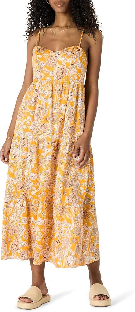 Amazon Essentials Women's Fit and Flare Empire Waisted Cotton Sateen Tiered Maxi Dress | Amazon (US)