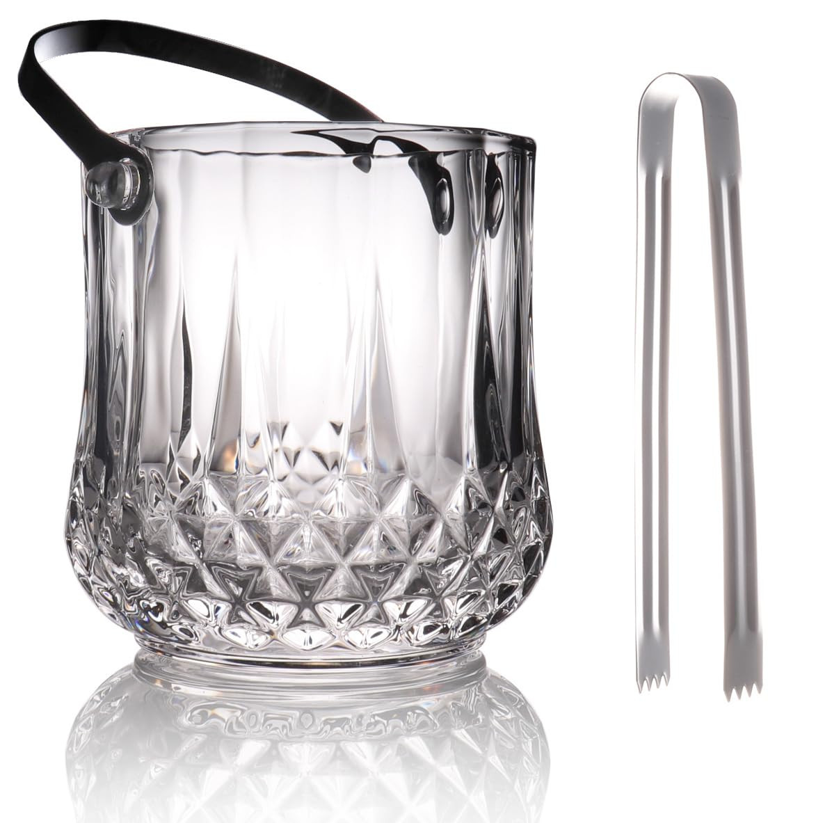 Small Round Glass Ice Bucket Kits, Heavy Thick Wine Cooler with Steel Tong and Clamp, 5.3" H*5" W... | Amazon (US)