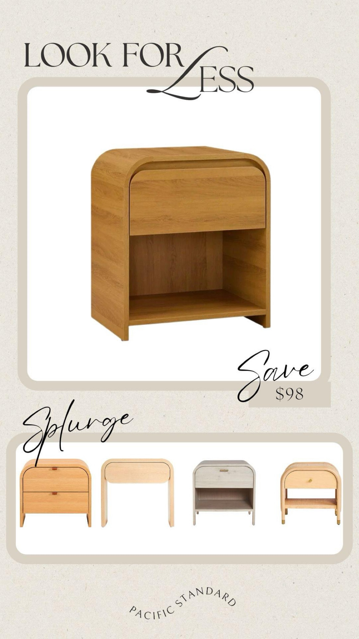Daily Find #479 | Rounded waterfall-style nightstand #lookforless 



@everyone Good morning! Today's look for less find is a steal! t's a new arrival with great reviews (solid construction) USB drawer, and under $100. Similar styles range from $300-$600+



Waterfall nightstand 

#LTKhome #LTKstyletip