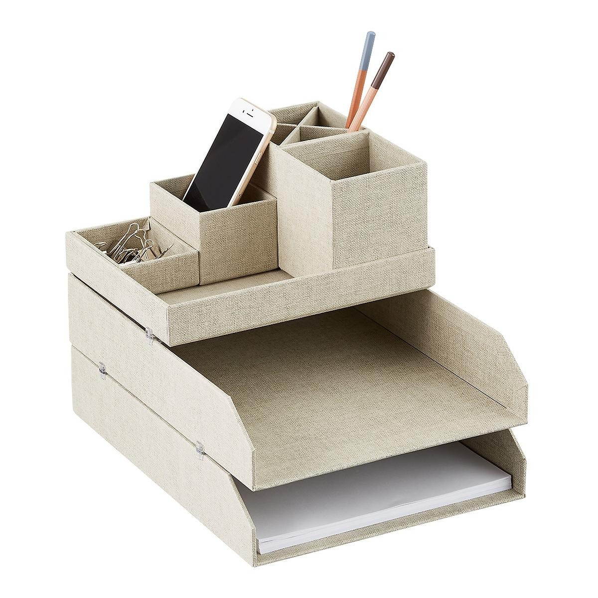 Bigso Linen Marten Desktop Organizer | The Container Store