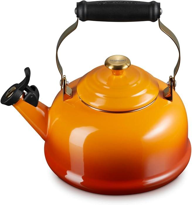 Le Creuset Enamel on Steel Whistling Tea Kettle with Gold Finishes, 1.7 qt., Persimmon | Amazon (US)