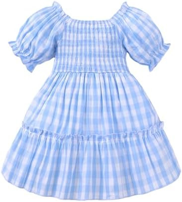 Kucnuzki Toddler Baby Girl Dress Short Sleeve Dress Summer Casual Boho Dresses Ruffle Floral Sund... | Amazon (US)