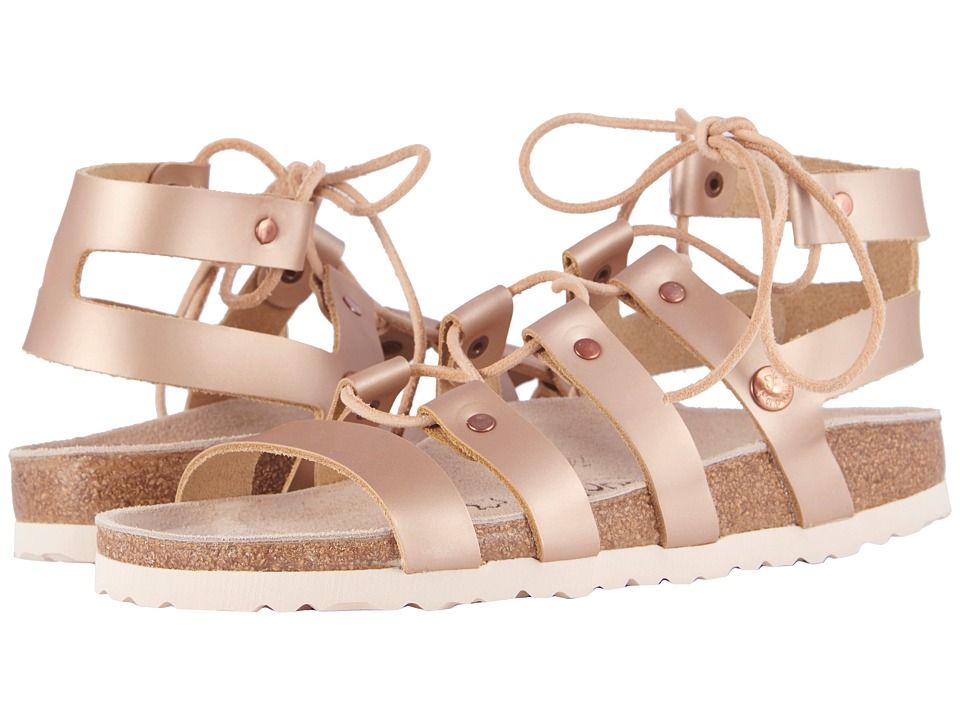 Birkenstock - Cleo (Frosted Metallic Rose Leather) Women's Sandals | Zappos