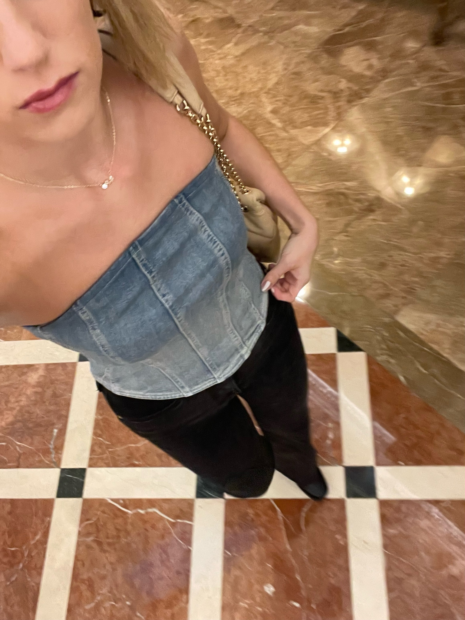 the denim tube top is the star of this date night fit 🫶🏼

**tube top is from zara but zara isn't on LTK, so i couldn't the exact one** 😭 

if you're searching for the best jeans for long legs, these avec les fille jeans are perfectttt. i promise they are worth the price point. 🫶🏼

#LTKstyletip #LTKSale
