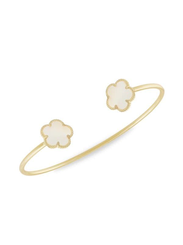 Flower 14K Goldplated & Mother-Of-Pearl Cuff Bracelet | Saks Fifth Avenue OFF 5TH