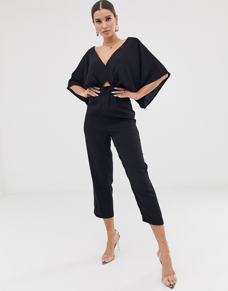 ASOS DESIGN Jumpsuit with Kimono Sleeve and Peg Leg - Black | ASOS US