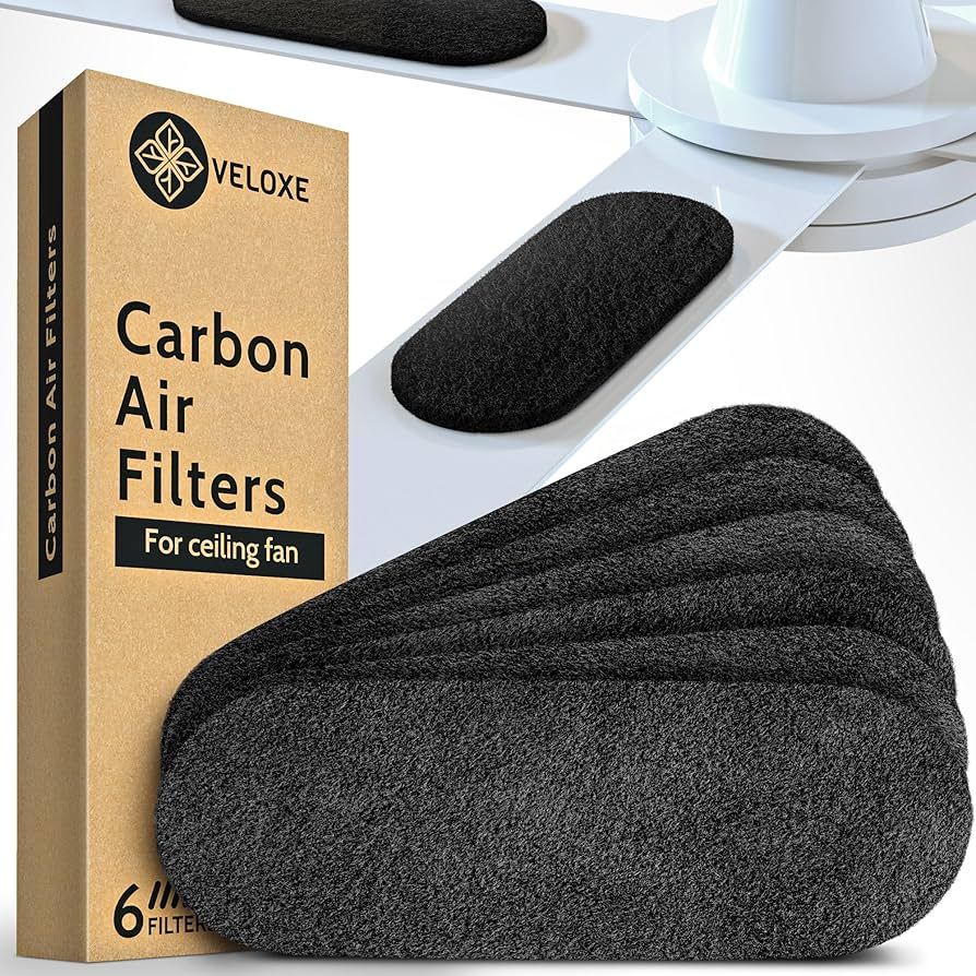 Veloxe Ceiling Fan Filters for Blades | 6-Pack Set Air Filters with Activated Charcoal | Odor Eli... | Amazon (US)