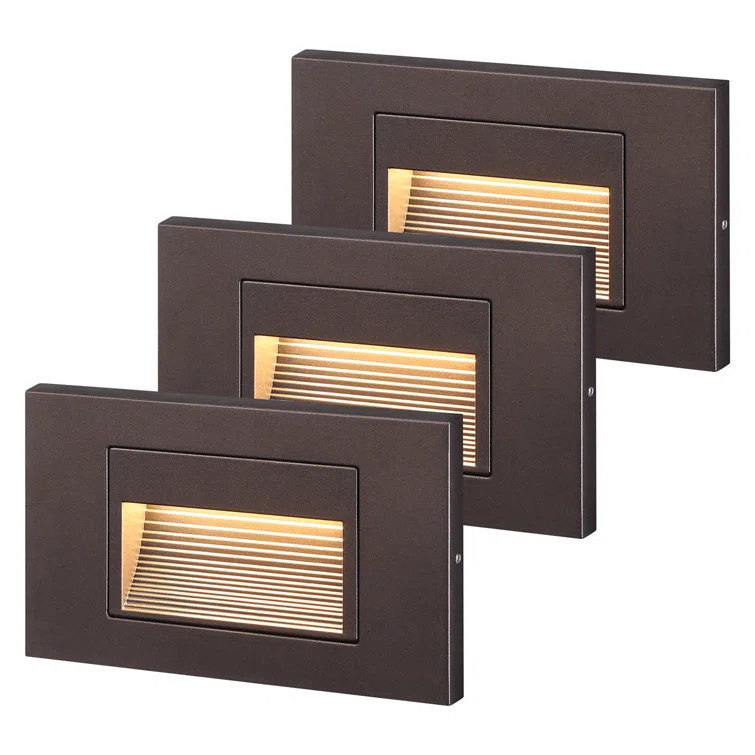 Aluminum LED Step Lights Dimmable IP65 Waterproof 3000K Warm White (Set of 3) | Wayfair North America