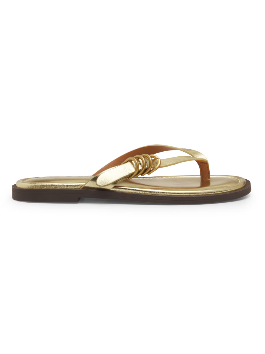 Gia Metallic Leather Thong Sandals | Saks Fifth Avenue