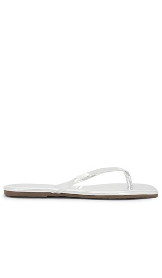 TKEES Lily Square Toe Mirror Flip Flop in Metallic Silver. - size 8 | Revolve Clothing (Global)