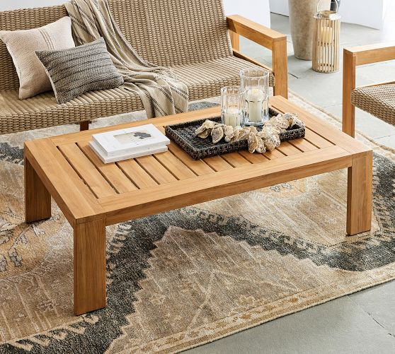 Malibu Teak Rectangular Outdoor Grand Coffee Table (58") | Pottery Barn (US)