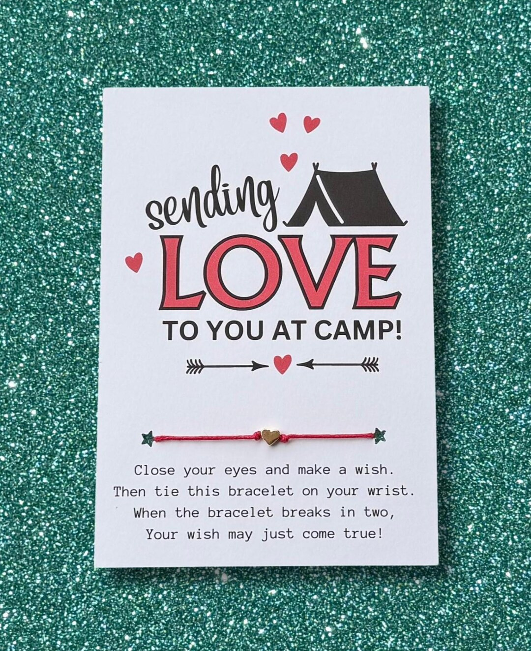 Sending LOVE to You at Camp Card With Wish Bracelet, Summer Camp Gift, Outdoor School Gift, Gift ... | Etsy (US)