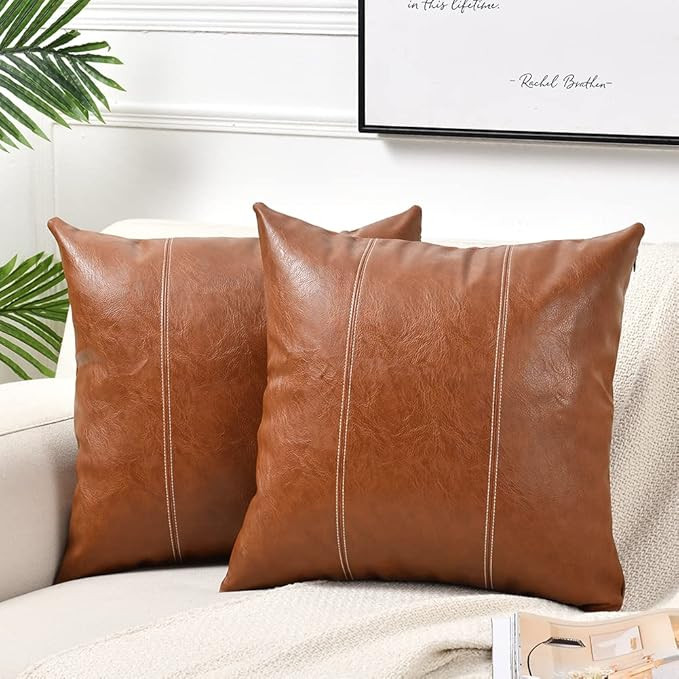 Fancy Homi 24x24 Pillow Covers, 2 Packs Brown Decorative Throw Pillow Covers 24x24 Inch for Couch... | Amazon (US)