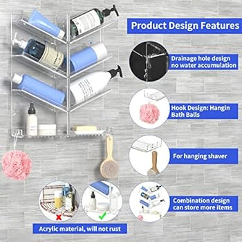 AITEE Acrylic Bathroom Organizer Shower Caddy, Clear Shampoo Holder Organizer Shelf Wall Mounted,... | Amazon (US)