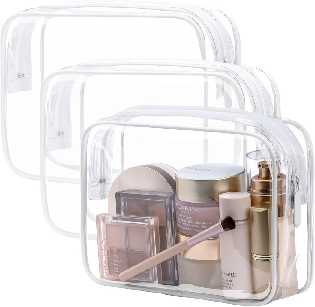 PACKISM TSA Approved Toiletry Bag - Clear Makeup Bag 3 Pack Medium, Quart Size Bag for 3-1-1 Liqu... | Amazon (US)
