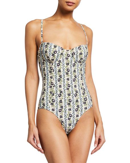 Tory Burch Floral Underwire One-Piece Swimsuit | Neiman Marcus