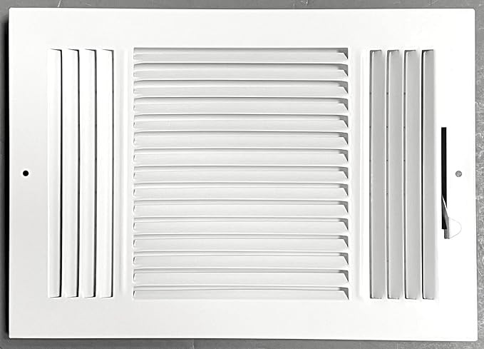 12"x 8" (Duct Opening Size) 3-Way Stamped Face Steel Ceiling/sidewall Air Supply Register - Vent ... | Amazon (US)