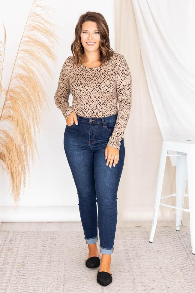Mary Frayed Edge Dark Wash Skinny Jeans | The Pink Lily Boutique