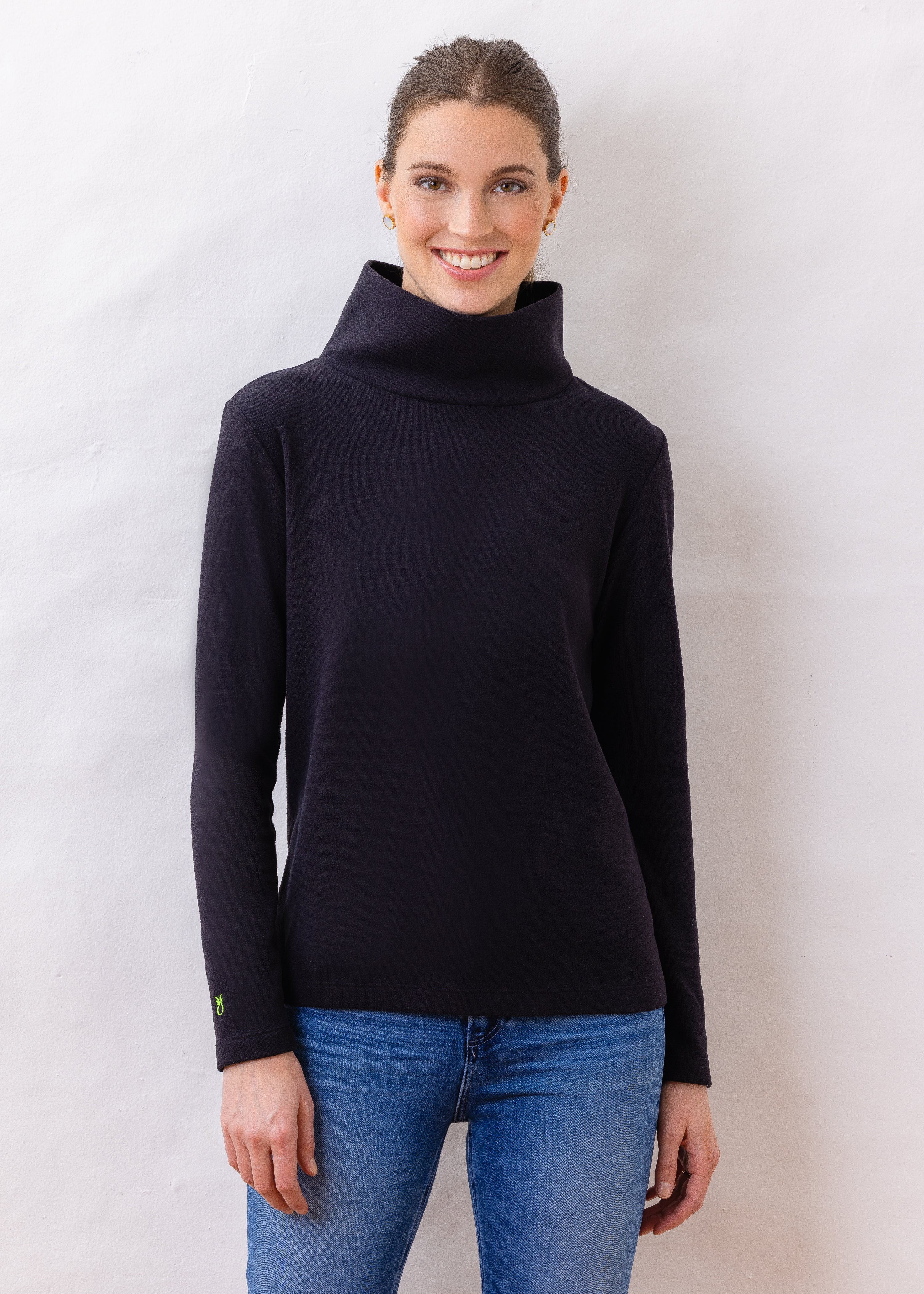 Greenpoint Turtleneck in Terry Fleece (Black) | Dudley Stephens
