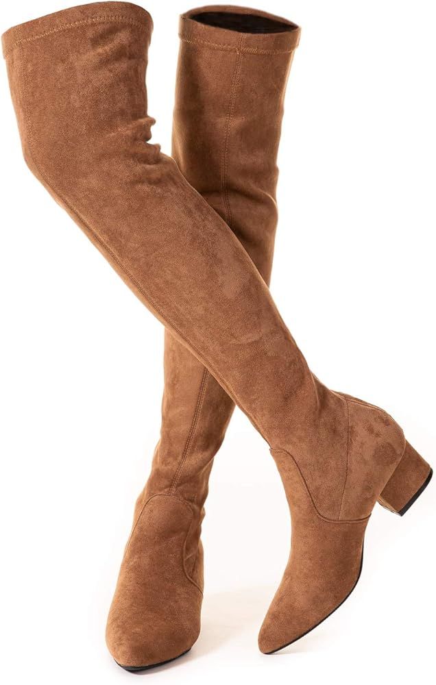 Women Boots Winter Over Knee Long Boots Fashion Boots Heels Autumn Quality Suede Comfort Square Heel | Amazon (US)