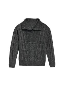 Heathered Button-Front Cable-Knit Sweater for Women | Old Navy (US)