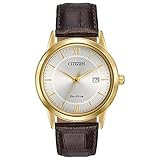 Citizen Men's Classic Eco-Drive Leather Strap Watch, 3-Hand Date, Luminous Hands and Markers | Amazon (US)