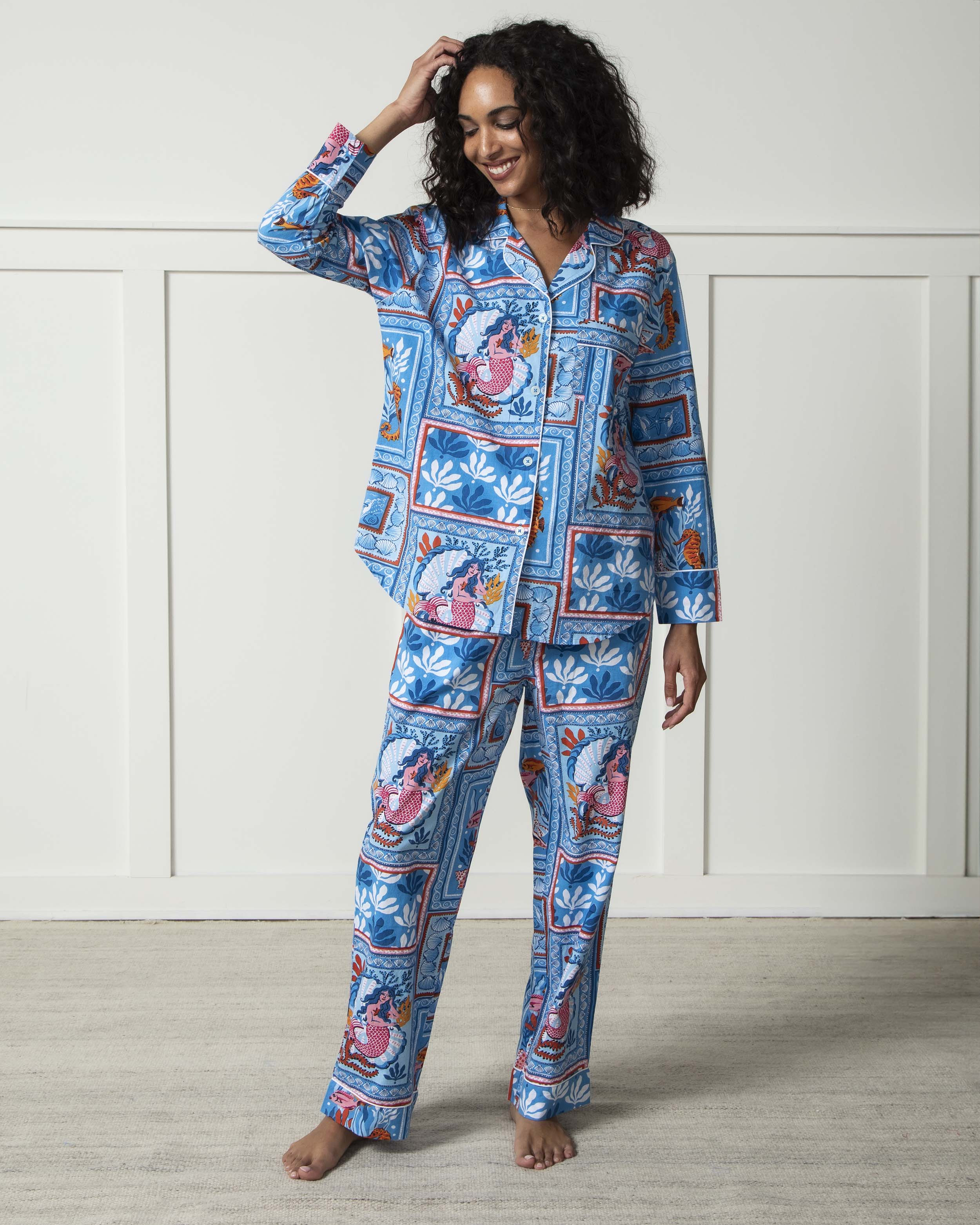 Tidal Tapestry - Long PJ Set - Saltwater Blue | Printfresh