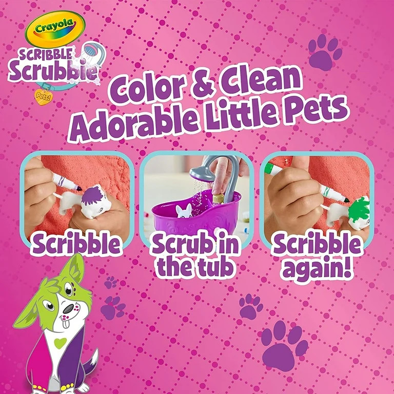Crayola Scribble Scrubbie Pets Glam Tub, Color & Wash Toy Animal Set, Arts and Crafts, Creative P... | Walmart (US)