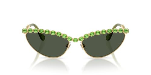 Swarovski SK7030 Sunglasses, Gold/Light Green, 59 mm | Amazon (US)