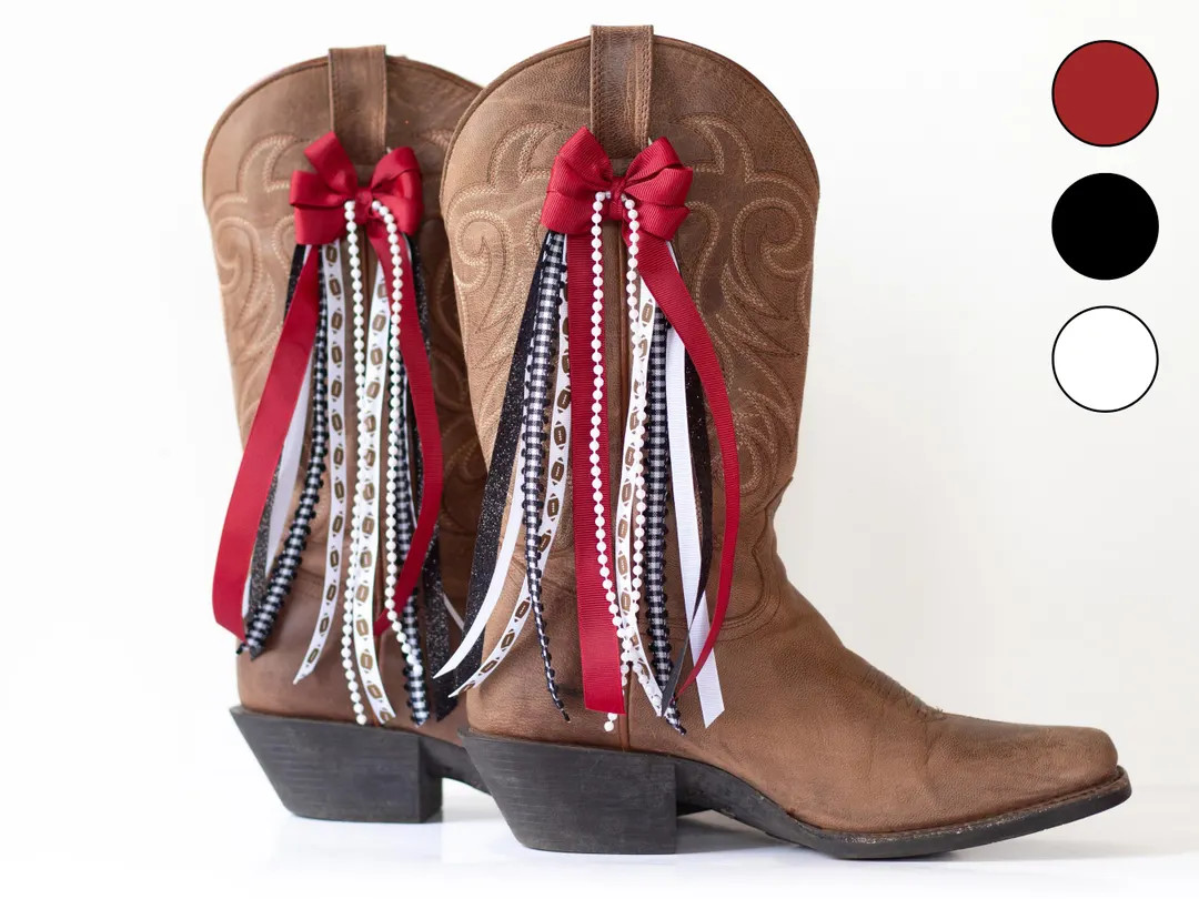 South Carolina College GameDay Boot Bows | Garnet and Black Boot Bows | Game-day Accessory | Sout... | Etsy (US)