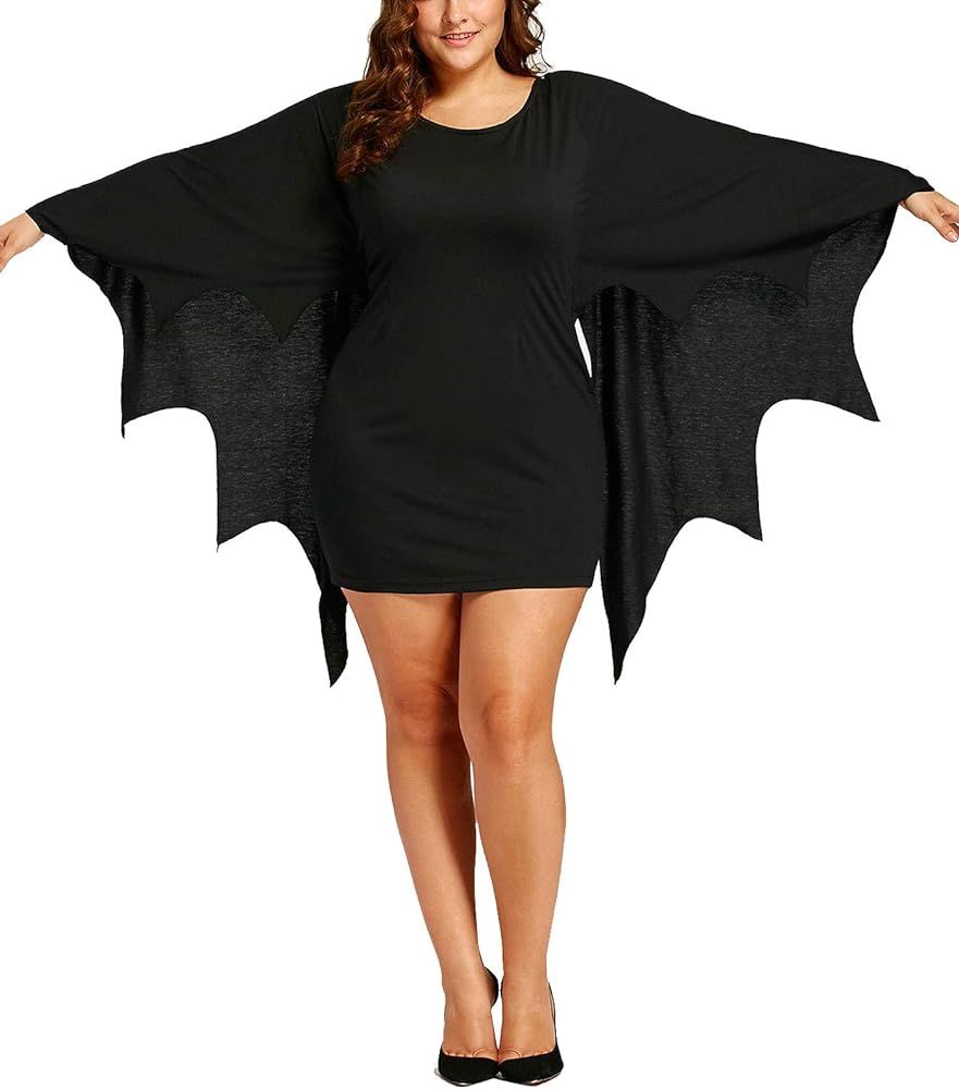 HEARTISIAN Womens Plus Size Bat Wing Sleeves T Shirt Dress Casual Flowy Tunics Tops Scoop Collar ... | Amazon (US)