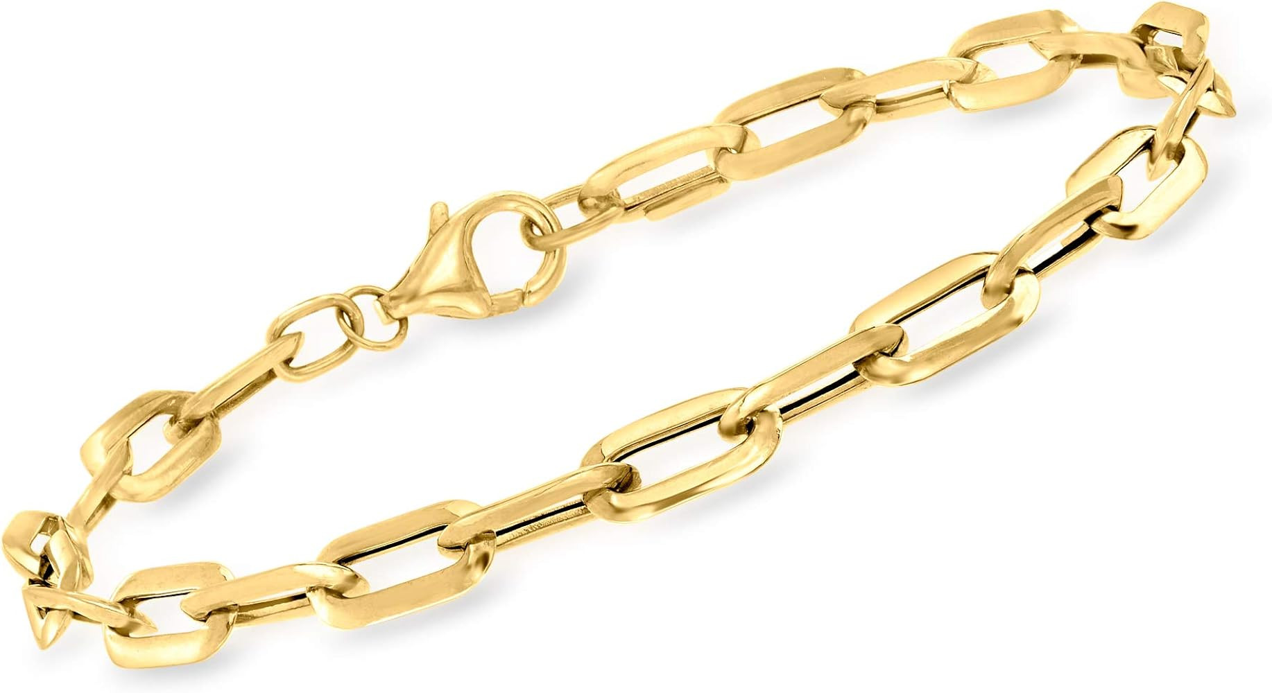 14k Solid Yellow Gold Paper Clip Link Bracelet | Amazon (US)