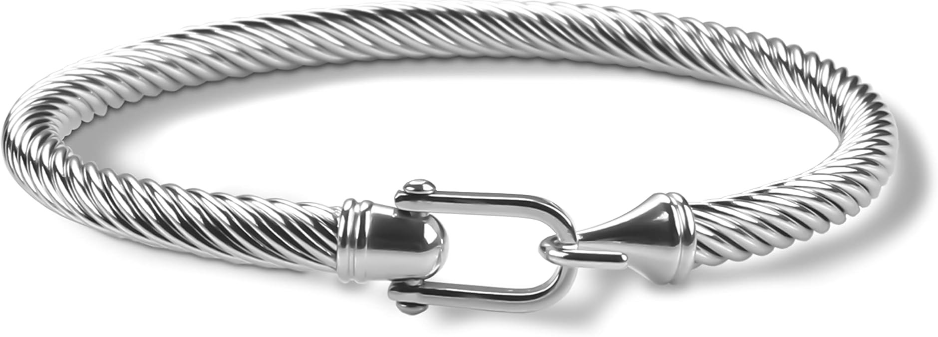 Twisted Cable Bracelet Stylish Fine Stainless Steel Cable Cuff Bracelet with Hook Clasp Bracelets... | Amazon (US)