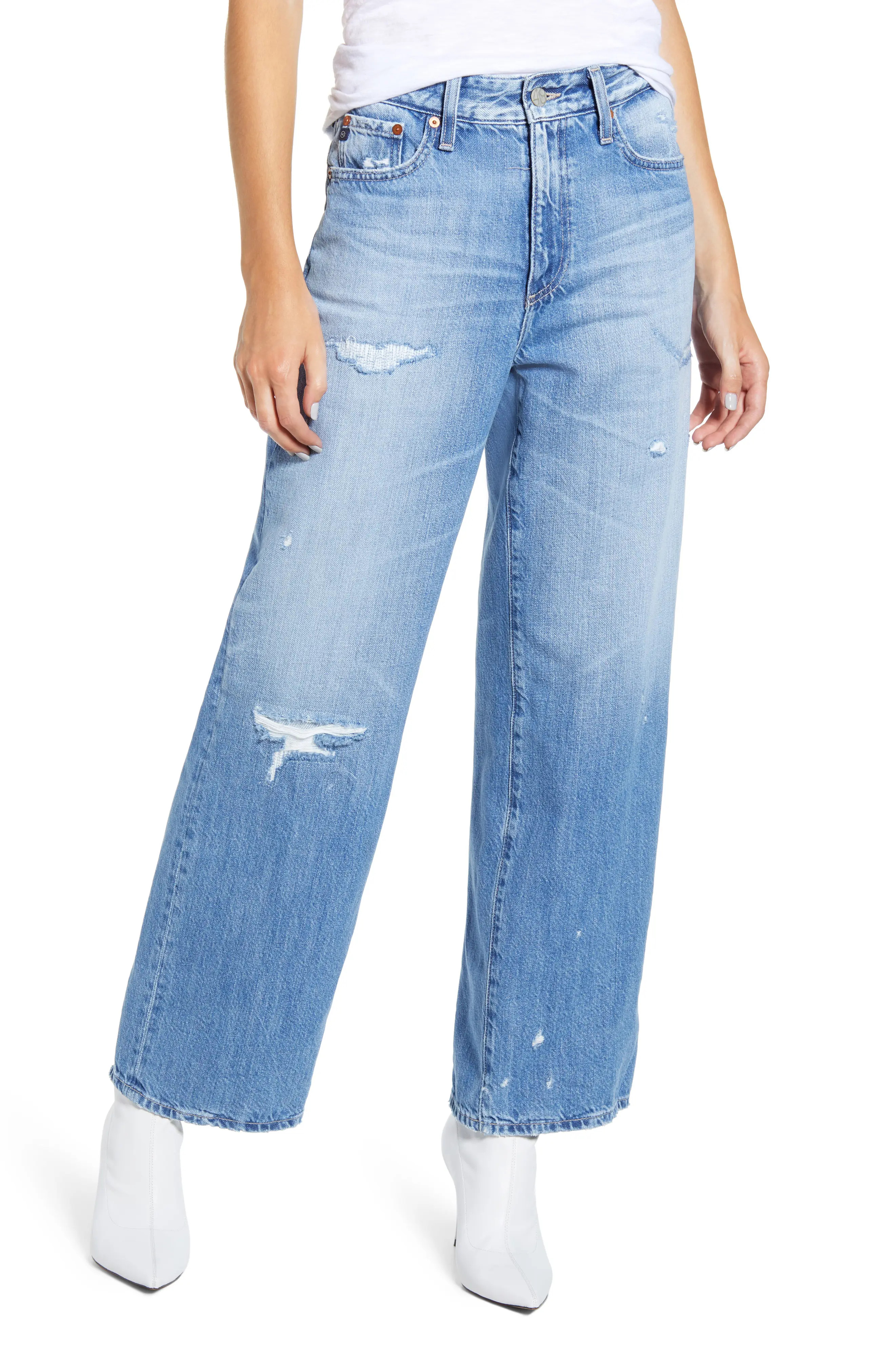 Women's Ag The Tomas Repaired Wide Leg Jeans, Size 31 - Blue | Nordstrom