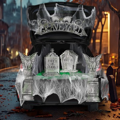 Joyfy Halloween Trunk or Treat Car Decoration with Tombstone Gargoyles Arch Monument Spider Web for Car Garage Door, Halloween Car Decorations | Target