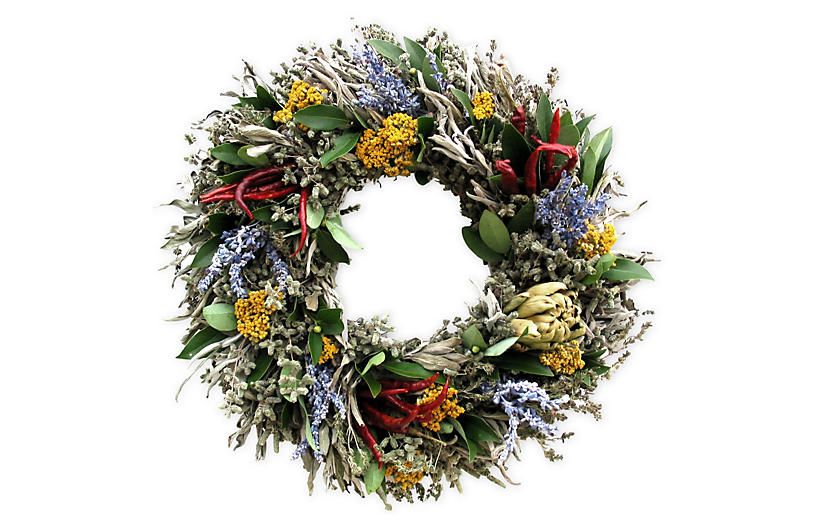 Artichoke & Herb Wreath, Dried | One Kings Lane