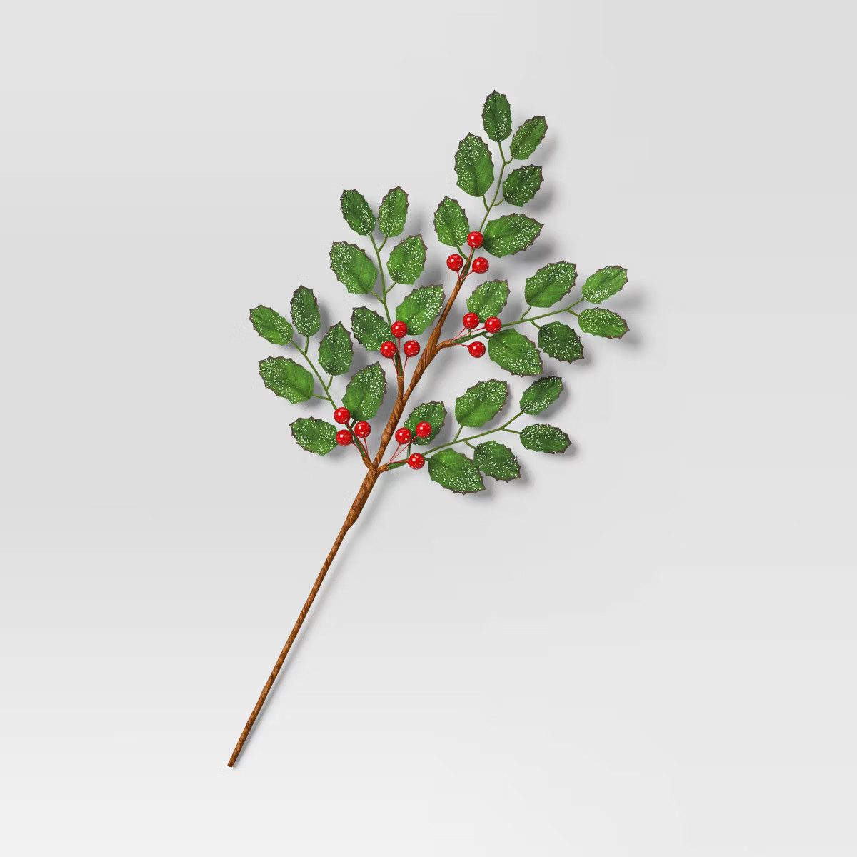 17" Glittered Holly Leaf and Berries Christmas Artificial Stem - Wondershop™ | Target