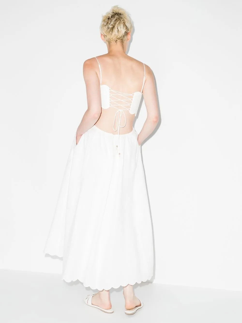 Aliane scallop flared midi dress | Farfetch Global