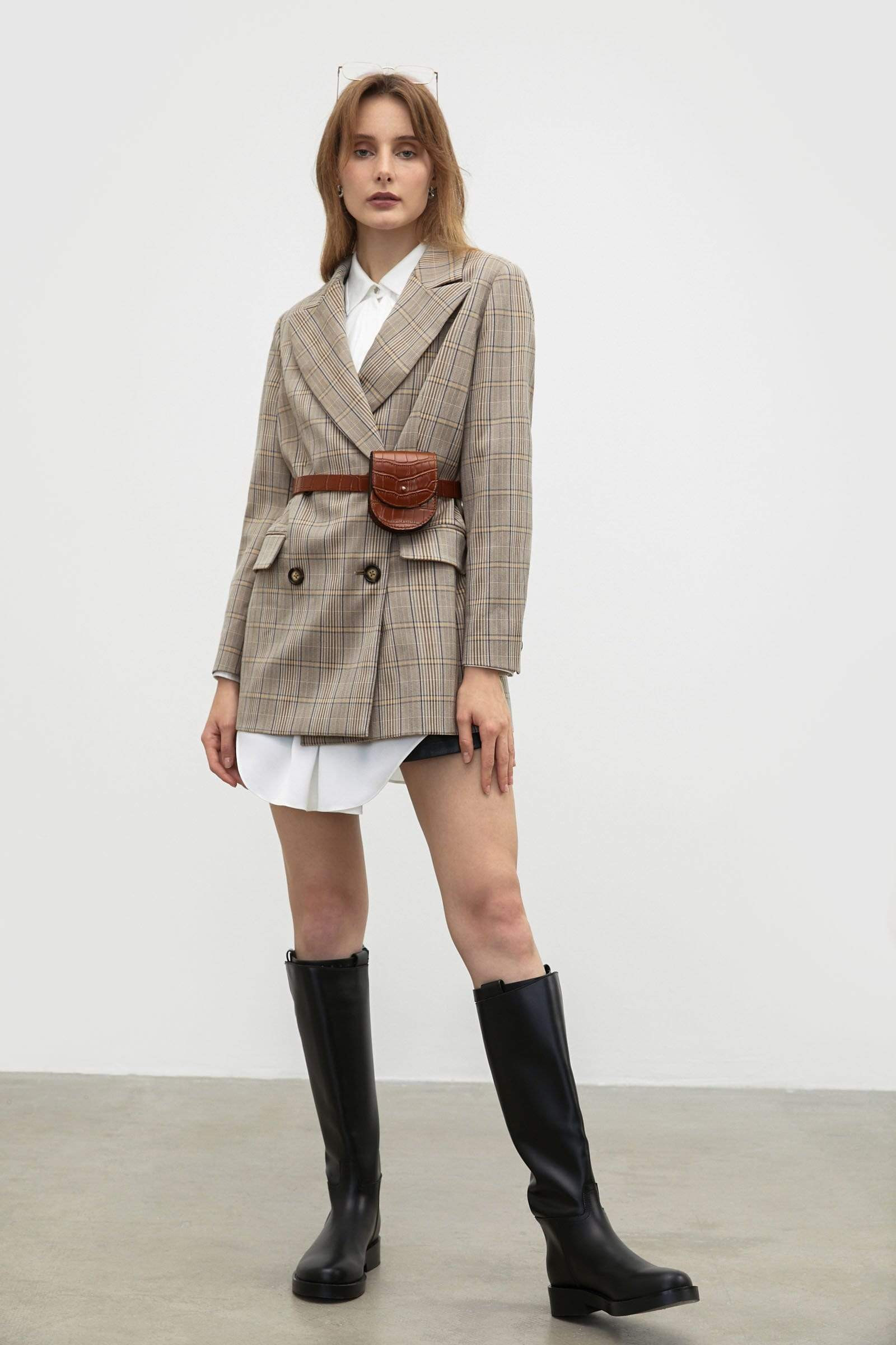 Gen Plaid Oversized Blazer | J.ING