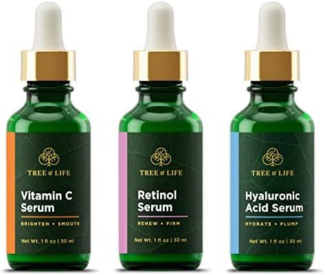 NEW LOOK | Tree of Life Vitamin C Serum, Retinol Serum and Hyaluronic Acid Serum for Brightening,... | Amazon (US)