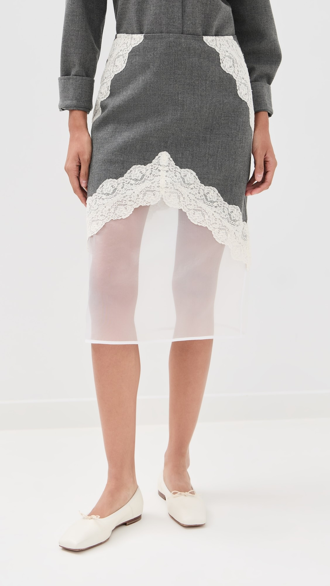 Lace Trim Wool Skirt | Shopbop