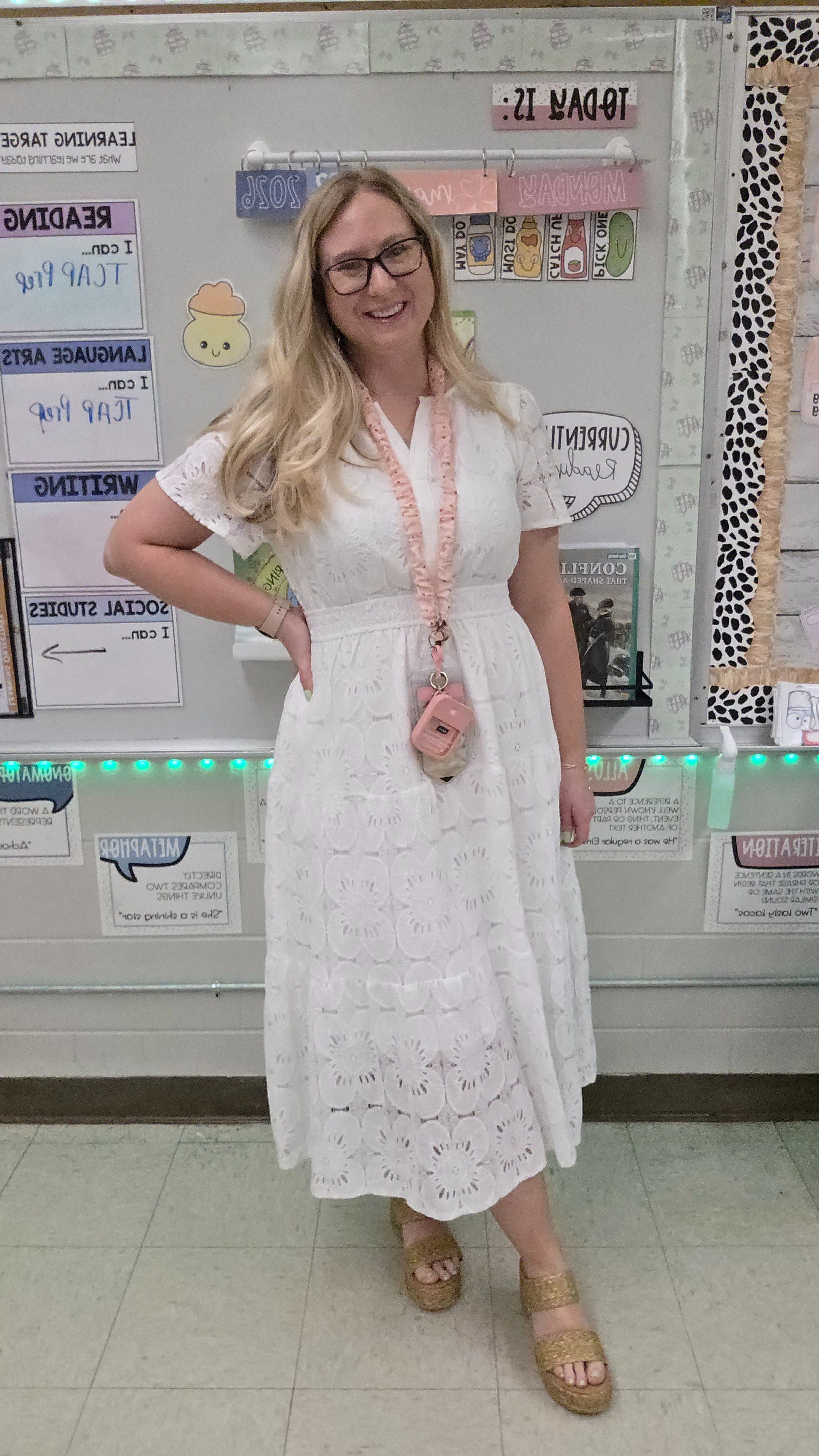 Teacher Outfit of the Day-🫶✨️Wore this dress for spring pictures and would be a perfect Easter dress 🐰💐

#LTKootd #LTKMidsize #LTKWorkwear