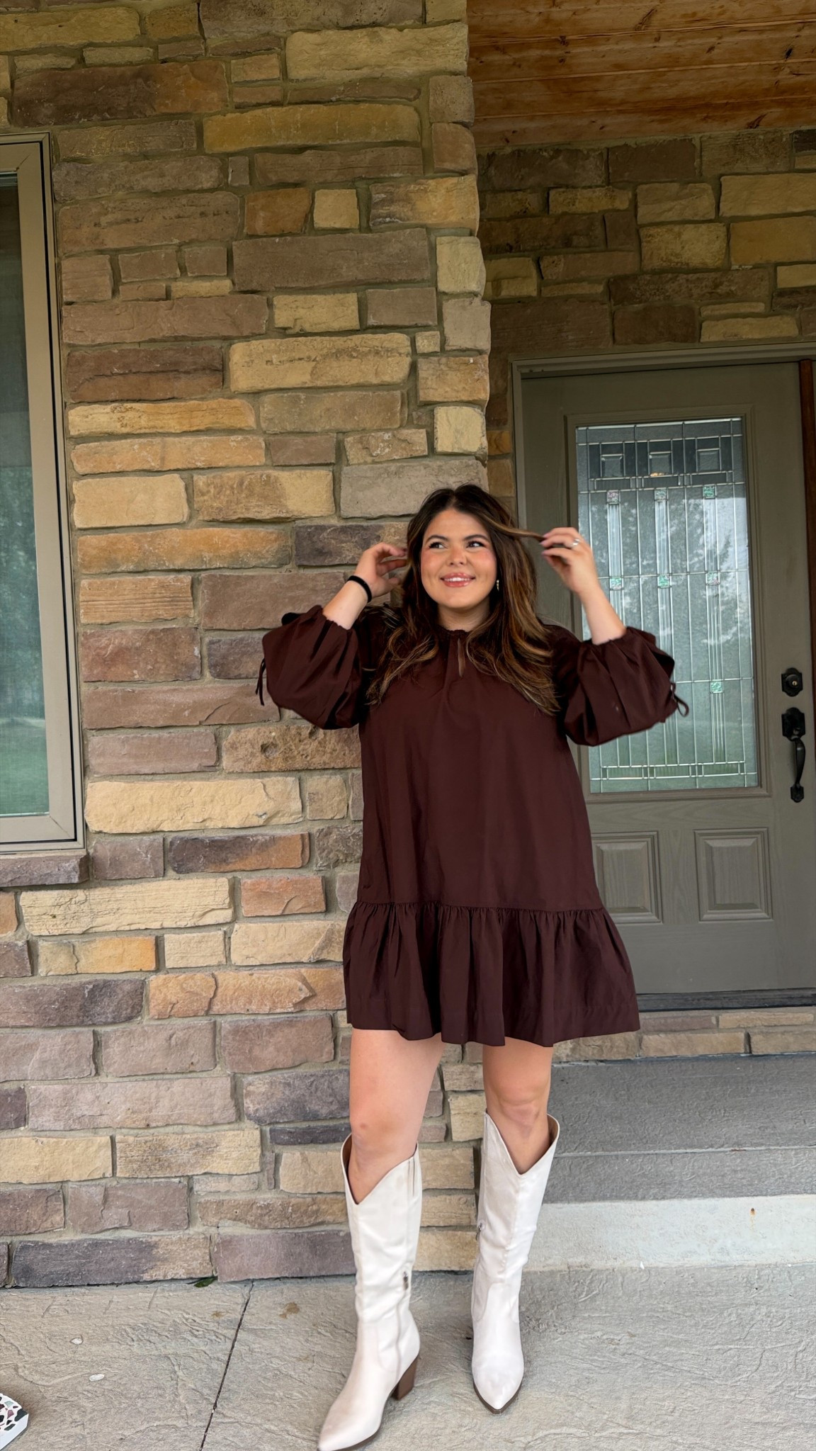 Fall date night outfit! Bought this dress when I was pregnant and it’s still perfect postpartum. 

Fall family photos, teacher 

#ltkfindsunder50 #ltkmidsize #ltkfindsunder100