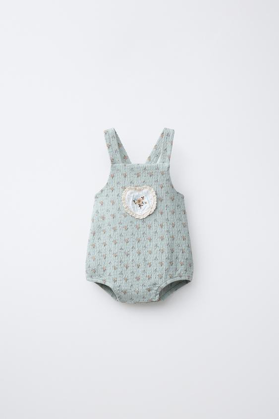 LACE TRIM FLORAL ROMPER | Zara US